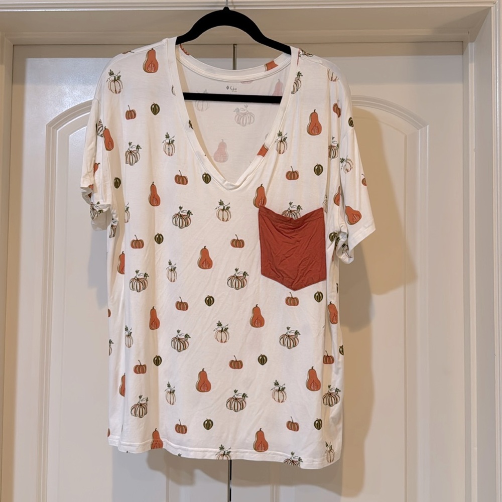 Kyte pumpkin relaxed fit v-necklace tshirt